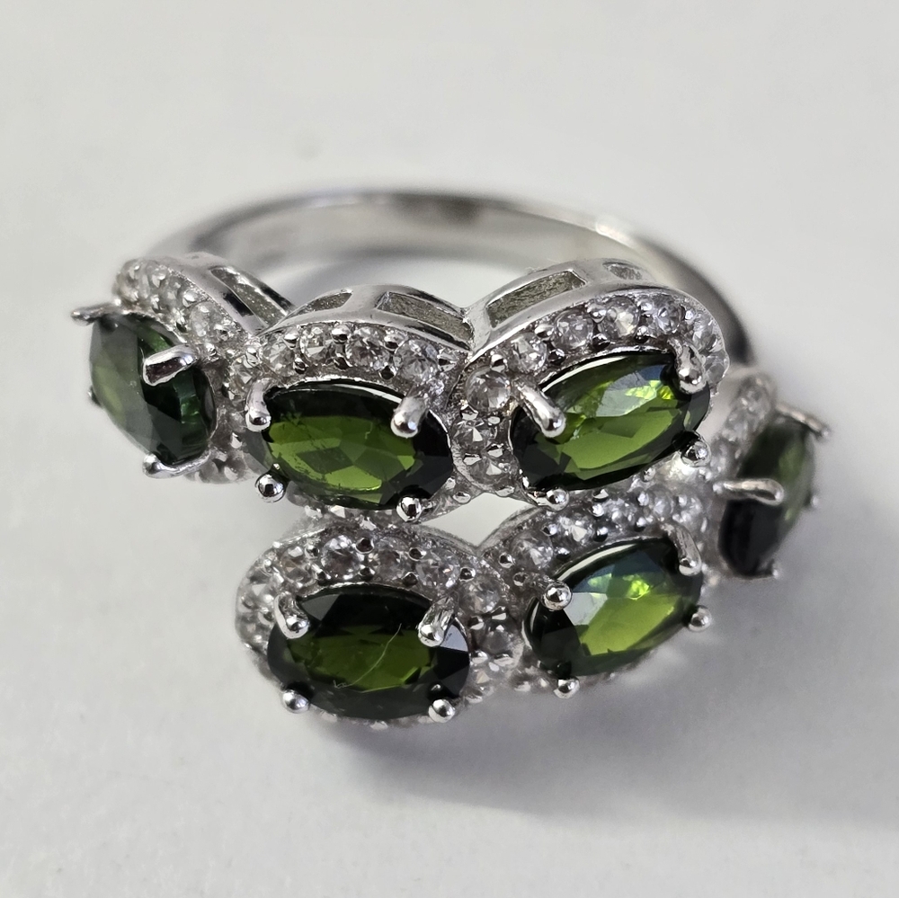 Sterling Silver 925 Emerald Wrap Ring